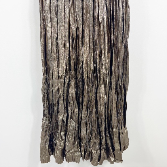 Thakoon Runway Sleeveless Embroidered Metallic Swingy Midi Dress Bronze - Picture 7 of 10